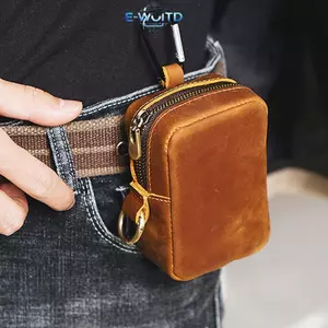 Túi da E-WOITD có dây kéo Móc khóa Ví đựng tiền xu Túi đựng thẻ Thắt lưng Túi đeo thắt lưng để chạy bộ ngoài trời Đồng xu thể thao Ví nhỏ cổ điển E-WOITD