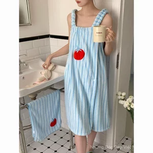 Bán Cà Chua Sling Váy Tắm Nữ Khăn Tắm Mũ Sấy Tóc Bộ Ba Mảnh Có Thể Mặc Nhanh Khô Người Lớn Váy Tắm