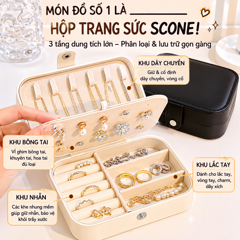 Hộp đựng Trang Sức Du Lịch, Có Ngăn Tiện Lợi, Hộp Nữ Trang Bọc Da Sang Trọng, Hộp đựng đồ Phụ Kiện