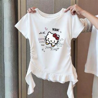 Áo kiểu cho bé gái – Form ôm eo, lai bèo lệch dễ thương phong cách Hàn