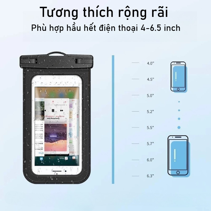 Túi chống nước IPX8 30m - mút nổi, chụp ảnh dưới nước, đi biển du lịch, dây đeo, cho điện thoại