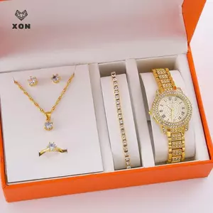 Bộ 6 Đồng Hồ Thạch Anh Nữ Kim Cương Giả Đồng Hồ & Bộ Trang Sức Thời Trang Quà Tặng [Mina]