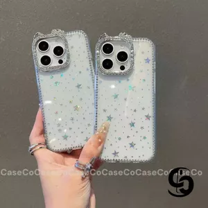 Ốp Lưng Cho IPhone 15 16 11 13 17 14 12 Pro Max 14 15 Plus Max Ốp tai mèo đính kim cương dễ thương dành cho nữ