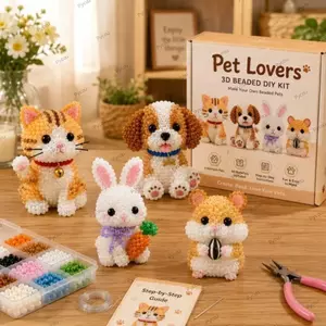 Bộ động vật đính cườm PYCOU, Hạt nhỏ Thiết kế dễ thương Bộ dệt hạt, Bộ đính cườm Hình dạng động vật Thủ công sáng tạo Bộ nghệ thuật hạt thủ công Trang trí nội thất