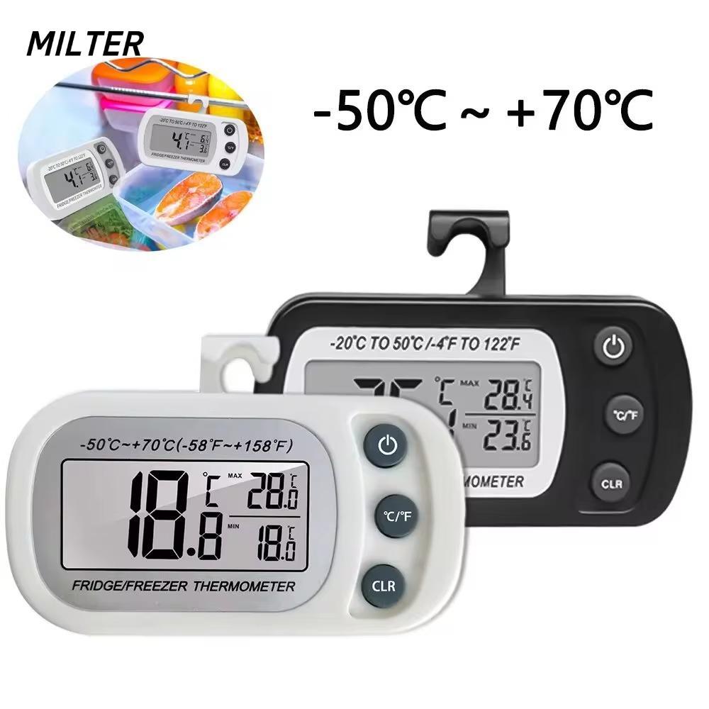 Nhiệt kế tủ lạnh MILTER, Phụ kiện nhà bếp Màn hình LCD Nhiệt kế kỹ thuật số, Màn hình nhiệt độ tủ lạnh di động đa chức năng chống ẩm