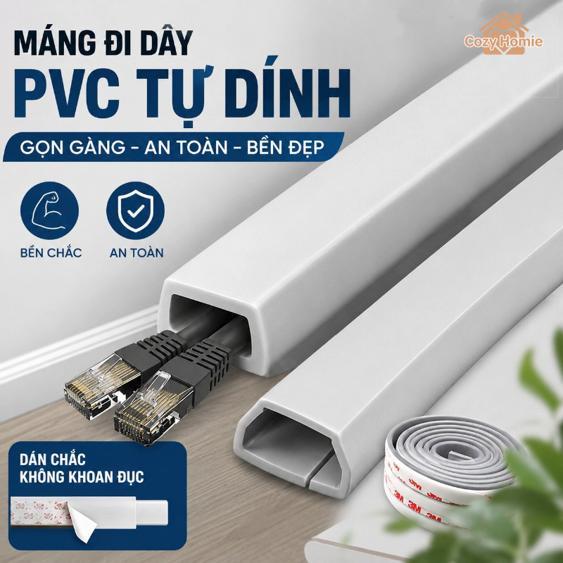 khe cắm dây tự dính pvc mềm có thể uốn cong cắt tùy ý chống mài mòn cách điện cho sàn tường góc bàn