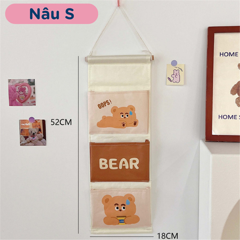 Túi Treo Tường Canvas HomeMate Nhiều Ngăn Có Hộp Đựng Giấy Rút, Túi Lưu Trữ Ký Túc Xá Đựng Đồ Lót Mỹ Phẩm Dễ Thương