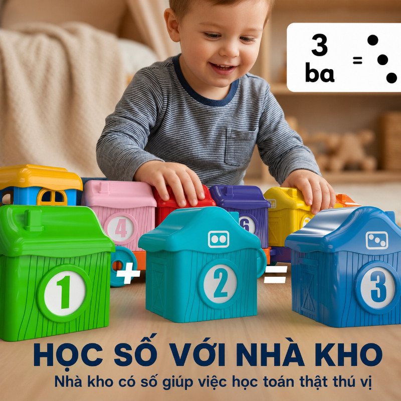 【SKISOPGO】Bộ tàu hỏa trang trại Montessori-đồ chơi ghép cặp dạy số,màu sắc và hình khối,Rối ngón tay Cho Trẻ Em