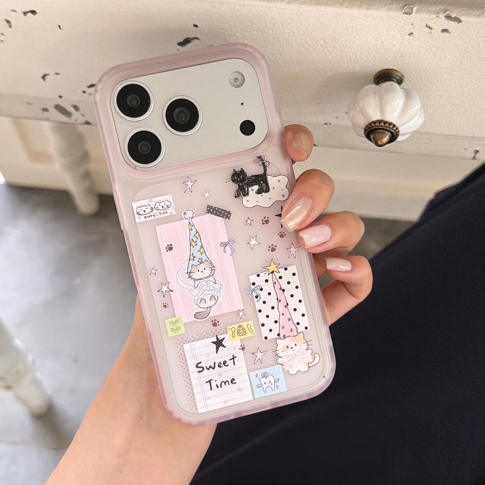 Ốp Lưng Cứng Tương Thích Với iPhone 15 15Pro 15ProMax 16 16Pro 16ProMax 17 17Pro 17ProMax Vỏ Họa Tiết Mèo Con Mũ Dài
