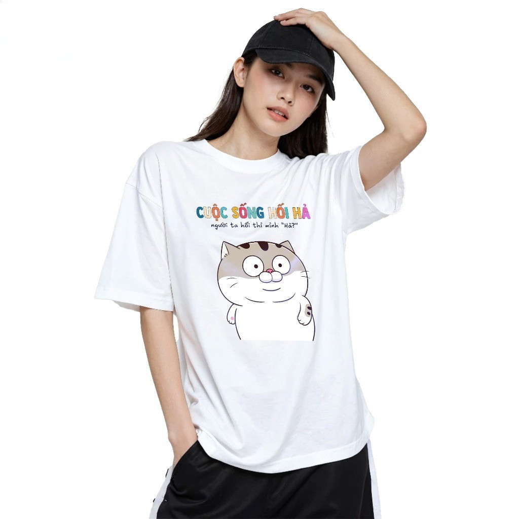 （Giao hàng 24h）Angela. Áo Thun In Chữ Hài Hước Cuộc Sống Hối Hả Text Vui Đi Làm - Oversize Nam Nữ
