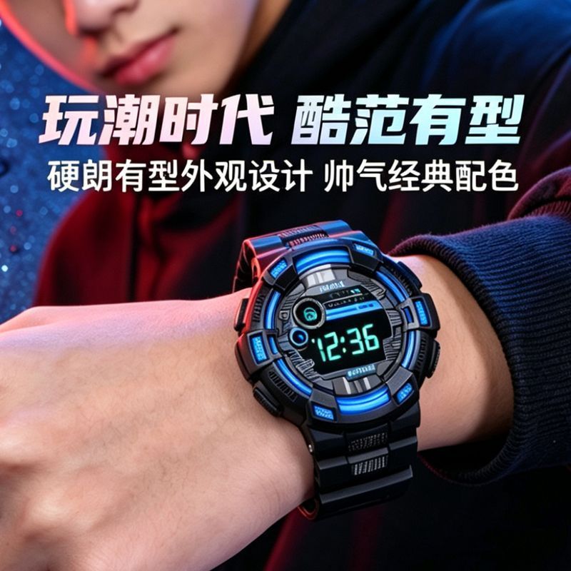 Đồng hồ điện tử nam/nữ trẻ em chống nước, dạ quang, báo thức, thể thao cho học sinh trung học