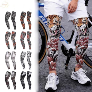 AWNGD 1 Cặp Tay Nén Chân, Tay Chân Đi Xe Đạp Bằng Lụa Băng Thoáng Khí, Chống Trơn Trượt Gợi Cảm Chống Nắng In Hình Xăm Chạy Chân Bao Mùa Hè