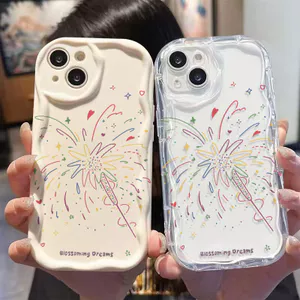 Ốp Lưng Cho Samsung Galaxy S26 S25 S24 S23 S21 S22 Plus Ultra 20 FE J7 Prime A03 A03S A02 A02S M02 A12 M12 A20 A30 Kem Vồng Cong Edge Motif Pháo Hoa NYK252