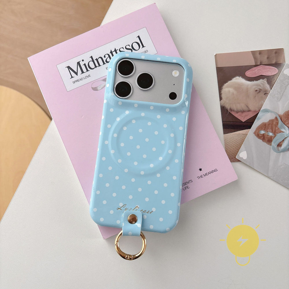 Phone Case For iPhone 17 Pro Max 16 15 14 13 TPU Magnetic Polka Dot Ring Polka Dot Aesthetic Korean Cute