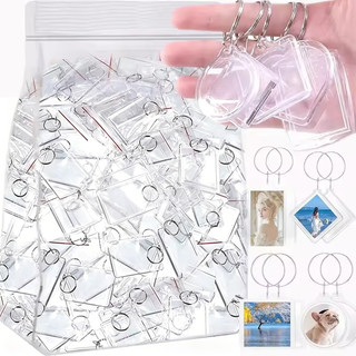 Chiếc Acrylic Trống Khung Ảnh Móc Khóa - DIY Trong Suốt Chèn Hình Móc Khóa Mặt Dây Chuyền