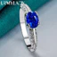 URMYLADY Bạc 925 Xanh Zircon Kích Thước 7-10 Nhẫn Nữ Tiệc Cưới Thời Trang Quyến Rũ Trang Sức