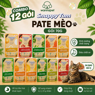 [Hộp 12 Gói] Pate Mèo SNAPPY TOM Trái Cây 70g Bổ Sung Vitamin Chất Xơ Dễ Tiêu Hóa - Wanna Pet