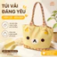 Túi vải in hình hoạt hình dễ thương, túi đeo vai dung tích lớn, phù hợp cho công sở, túi xách tay, túi vải thường ngày.