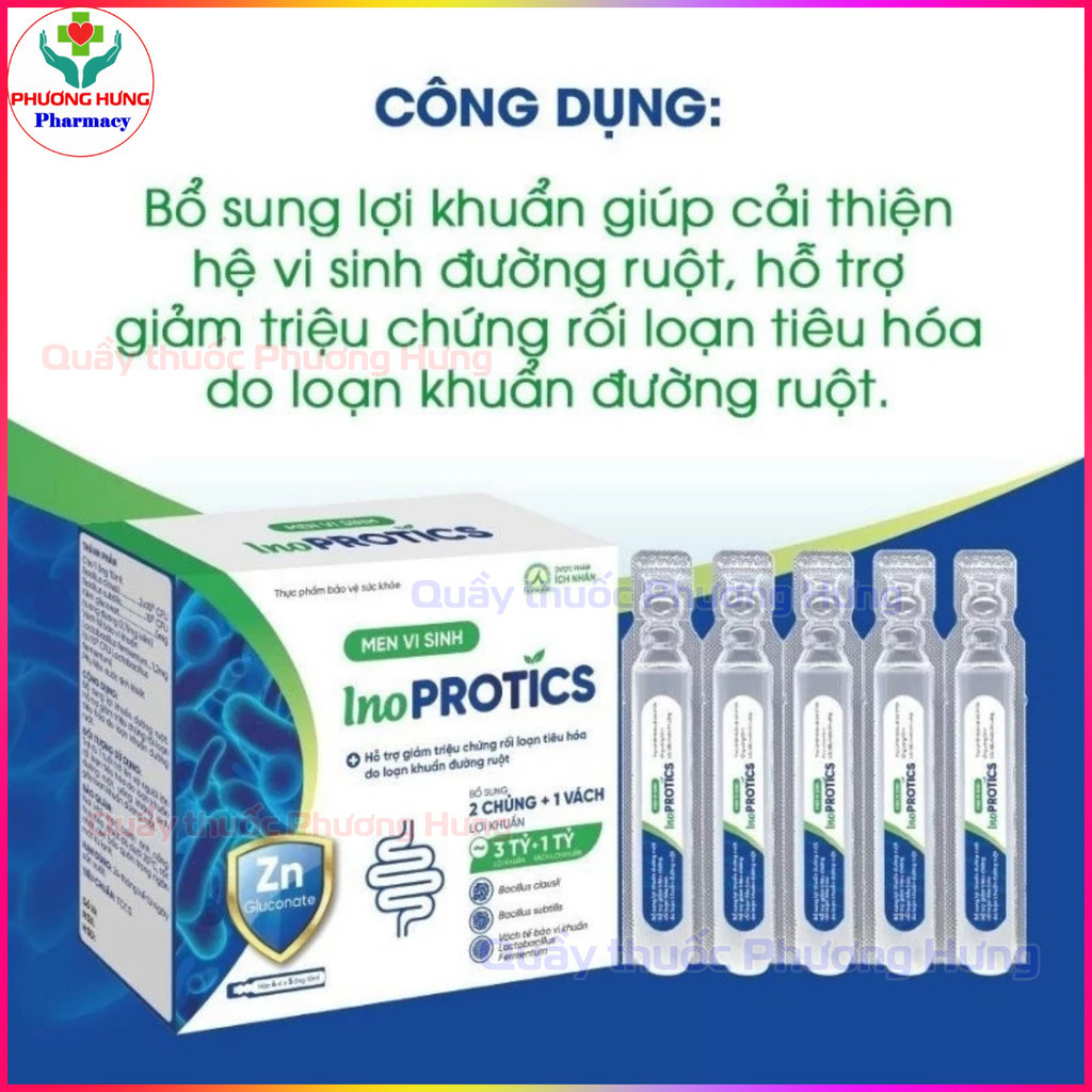Men Vi Sinh Inoprotics Ích Nhân Bổ Sung 2 Chủng ~ 3 Tỷ + 1 Vách Lợi Khuẩn Đường Ruột - Hộp 20 Ống