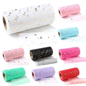 Ngôi Sao Gạc Mềm Mã Hóa Vải Gạc Đính Kim Sa Lấp Lánh Cuộn TUTU Gạc Tiệc Cưới Bàn Váy Trang Trí 25 Sân Một Cuộn 6.4