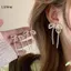 LUImo Mới Ánh Sáng Sang Trọng Nơ Ngọc Trai Bông Tai Dài sel Nơ Thả Tòn Ten Bông Tai Nữ Thời Trang Thanh Lịch Cưới Trang Sức Quà Tặng SBS