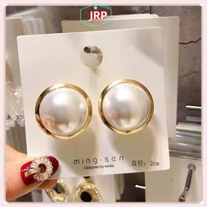 JRP Hàn Quốc Tròn Lớn Mô Phỏng Ngọc Trai Bông Tai Nữ 2021 Mới Cổ Điển Thanh Lịch Bông Tai Trang Sức Thời Trang JRP