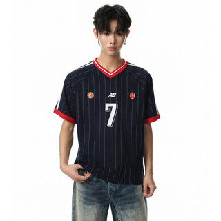 Áo thun nam GKSSS tay ngắn sọc hợp thời trang Mỹ áo unisex cổ chữ V chất lượng cao