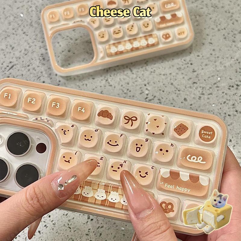 cho Chan Shin Ốp Bàn Phím Sáng Tạo Bộ Sưu Tập Hoạt Hình Kitty Cho iPhone 13 14 15 12 11 16 17 Pro Max