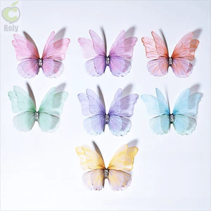 ROLY 50 Chiếc Organza Vải Bướm Táo, Nhiều Màu Sắc Voan Bướm Thêu Miếng Dán, DIY Mờ Hai Lớp Quần Áo May Miếng Dán Cô Dâu Phụ Kiện Tóc