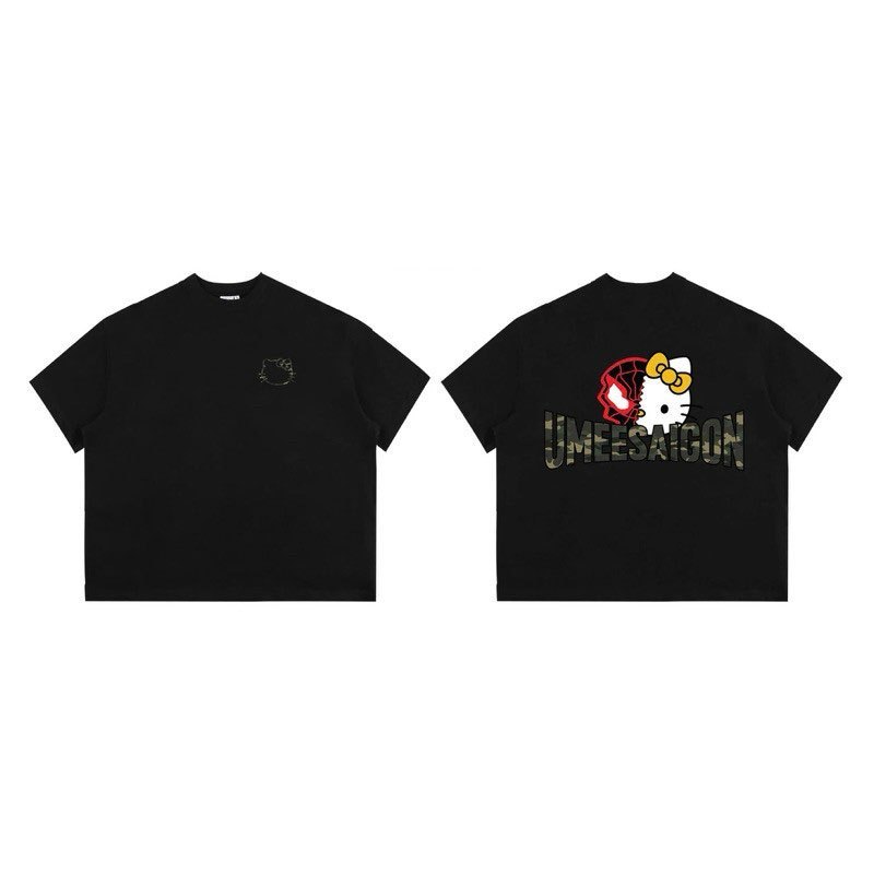 （Giao hàng 24h）Angela Áo thun nữ đen in hình HelloKitty 100%Cotton Form Rộng áo girl phố style xinh áo thun Local Brand