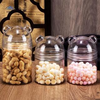 ELBBKG Guazi Nut Hộp Bảo Quản Hoạt Hình Gấu Bảo Quản Chai Kẹo Thực Phẩm Có Thể Sna Acrylic Dễ Thương Kín Lon Bánh Quy Có Thể Món Tráng Miệng Bảo Quản Mới