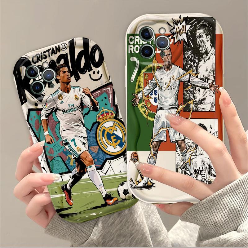 Thích Hợp Cho iPhone 17 16 15 14 13 12 11 Pro Max Plus 17 AIR 3D Wave Mềm TPU World Cup Cristiano Ronaldo Sinh Viên Chống Sốc Ốp Điện Thoại