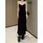 Váy dài kiểu Pháp dành cho nữ Xuân Hè Phong cách mới Slim-fit Slimer Look Design Strip