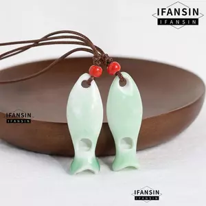 Mặt dây chuyền Còi gốm IFANIN, Vòng cổ Còi cá có thể điều chỉnh thủ công, Mặt dây chuyền cá sứ Quà tặng cặp đôi