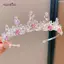 AqToCna 2023 Mới Nữ Bé Gái Màu Bạc Vương Miện Mũ Pha Lê Hàn Quốc Tiara Thời Trang Sinh Nhật Kim Cương Giả Vương Miện Phụ Kiện Tóc AqToCna