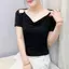 Mùa hè Phong cách mới Thiết kế dây chuyền hàng hóa Châu Âu Xếp chồng cọc thời trang Phù hợp với Áo thun ngắn tay phong cách phương Tây Slim-