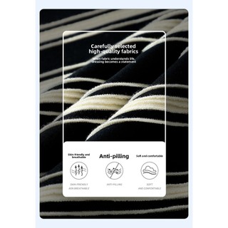Plus Size Nam Đen Trắng Sọc Tương Phản Jacquard Cotton Áo Thun Ngắn Tay