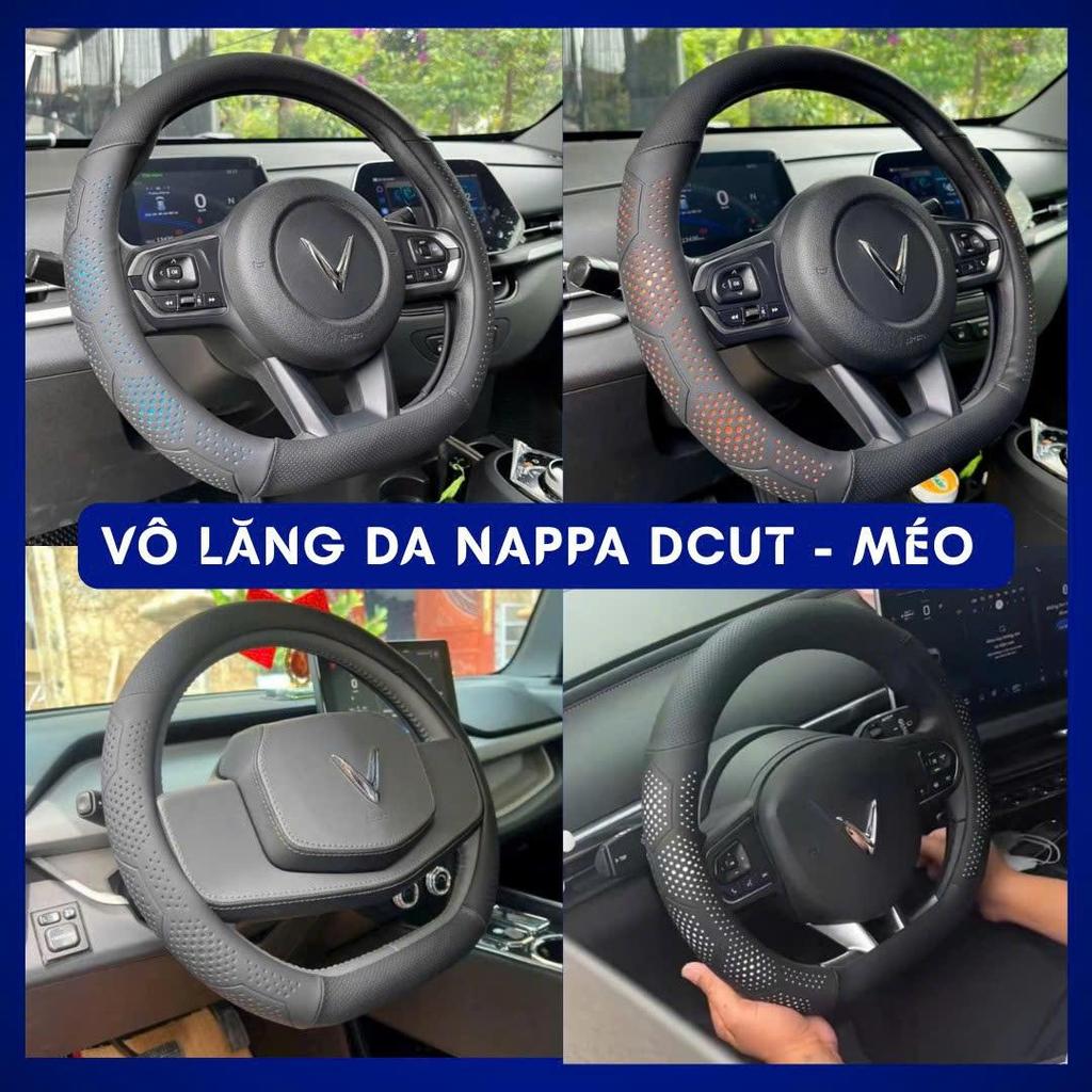 Bọc vô lăng da NAPPA mềm size D-cut form méo cho VinFast VF3 VF5 VF6 VF7 VF8 VF9 VF e34 Limo Green Herio Green