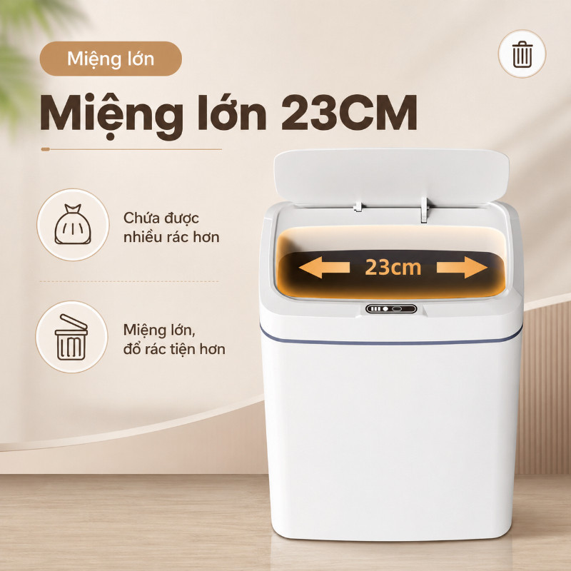 Thùng Rác Cảm Biến Thông Minh 15L, Có Nắp Tự Động, Ngăn Mùi, Cho Nhà Bếp Và Phòng Tắm