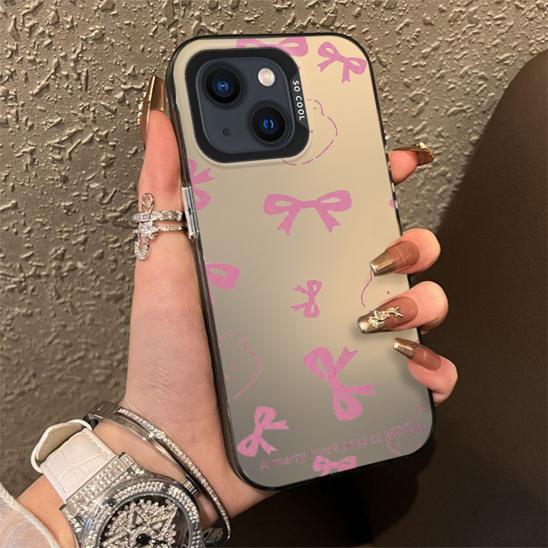 Ốp Điện Thoại Cho IPhone 6 6S SE 2020 7 8 X XS Max XR 11 12 13 14 Plus 15 16 17 Pro Max 17 AIR Pink Bow Coquette Bear