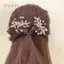 PNPIA- Kẹp Tóc Lá Hoa Cổ Điển Ngọc Trai Pha Lê Hình Chữ U Kẹp Tóc Phong Cách Cổ Đại Hanfu Phụ Kiện Đám Cưới Hiệu Suất Kẹp Tóc Nhỏ Mũ Cô Dâu