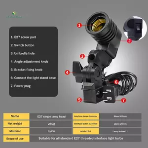 E27 AC Soet Đèn Một Đầu Bóng Đèn Giá Đỡ Chụp Ảnh Bóng Đèn Gắn Cho Ảnh Với Dây Cáp 1.8M Chân Đế Bóng Đèn mới