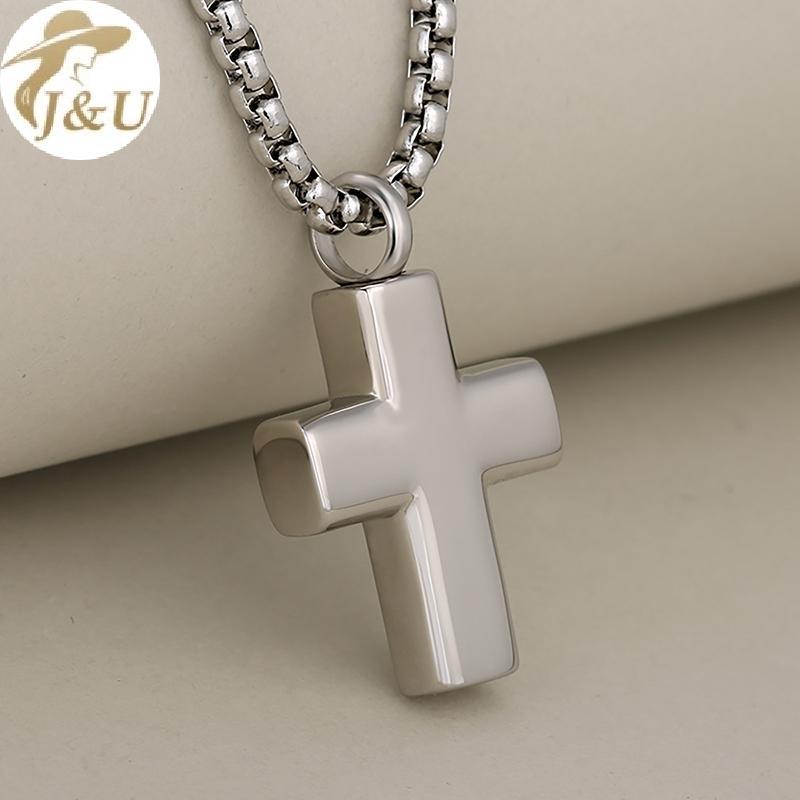 JU Unisex Cross Loet Tro Urn Nelace Lưu Niệm Vít Tôn Giáo Thánh Giá Mặt Dây Chuyền Hỏa táng Trang Sức Đơn Giản Thú Cưng Tưởng Niệm Mặt Dây VN
