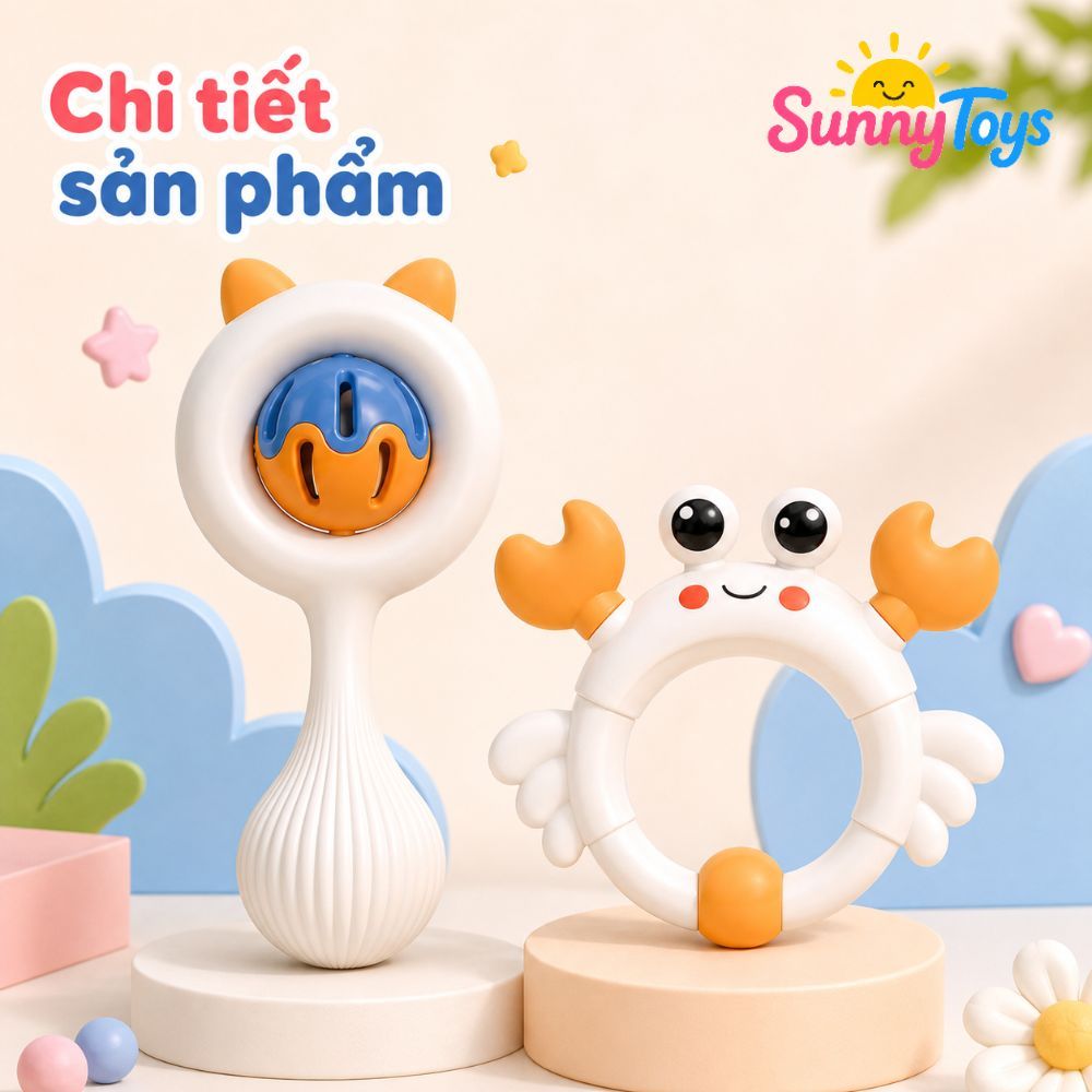 Bộ Lục Lạc Xúc Xắc SunnyToys 4 Món - Đồ Chơi Cầm Tay Cho Bé Tập Cầm Nắm