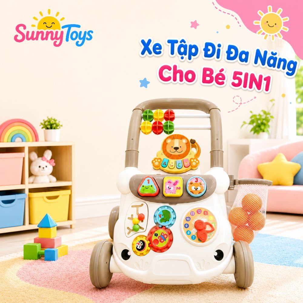 Xe Tập Đi Đa Năng SunnyToys 5in1 - Bé Tập Đi, Chơi Nhạc Và Vận Động Hỗ Trợ Tập Đứng Tập Đi