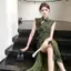 Phong Cách Trung Hoa Mới Phong Cách Trung Hoa Xanh Đậm Cải Tiến Đầm Sườn Xám Nữ Mỏng Hơn Nhìn Cao Cấp Tính Khí Gợi Cảm Hot Girl Hip @ -