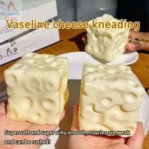 GILL Jumbo Cheese Cube Quả bóng căng thẳng, Đồ chơi kẹp phô mai chống vỡ có thể định hình, Nhào chống căng thẳng Họa tiết mực ASMR Đồ chơi căng thẳng giác quan Quà tặng sinh nhật