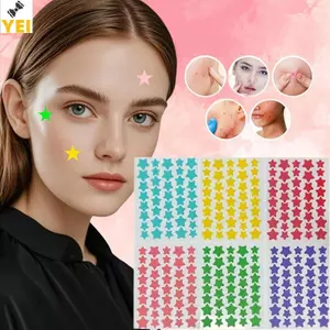 < YEI > 200 / 400 CÁI Miếng dán Hỗ trợ giảm mụn tổ hợp đầy màu sắc Loại trái tim ngôi sao Pimple Stier PE Kem che khuyết điểm da mặt Miếng dán mới