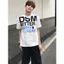 Thiết kế hợp thời trang Áo thun ngắn tay in họa tiết chữ thể thao và thể dục cotton dáng rộng áo thun cổ tròn thông thường dành cho nam và nữ