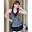 Bộ hai mảnh hai mảnh thêu phong cách giản dị Hàn Quốc dành cho nữ mùa hè Slim-fit Slimmer Look Lazy Top